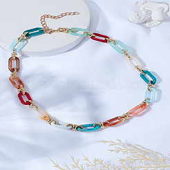 1Pc Acrylic Oval Link Chain Necklaces for Women&nbsp;NJEW-LP0002-96C