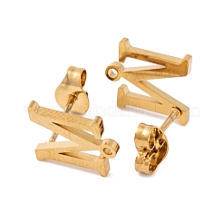 イオンプレーティング（IP）304ステンレススチールスタッドピアス  女性のための  文字m  11x10mm  穴：1mm  ピン：0.7mm&nbsp;FIND-Q103-01M-G