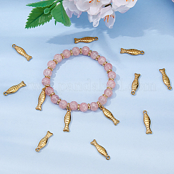 304ステンレススチールペンダント12個  イワシのチャーム  ゴールドカラー  23x6x3.5mm  穴：1.6mm&nbsp;STAS-HS0001-87