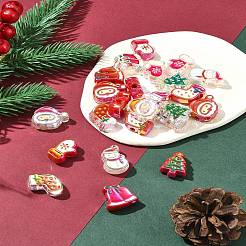 24個 12スタイル UVメッキアクリルビーズ  エナメル  虹色の  クリスマスデコレーションテーマ  混合図形  21~25x16~20x8.5mm  穴：3.5mm  2個/スタイル&nbsp;FIND-FS0002-65