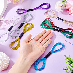 8 Skeins 8 Colors 6-Ply Polyester Metallic Embroidery Floss&nbsp;DIY-TAC0020-73