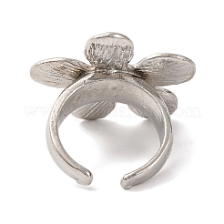 女性用フラワー合金オープンカフリング  プラチナ  内径: 調節可能  花：27.5mm&nbsp;RJEW-M018-01P
