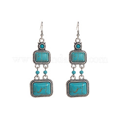 Synthetic Turquoise & Alloy Dangle Earrings&nbsp;WG371D0-01