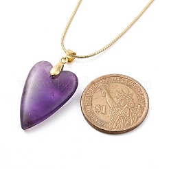 Heart Natural Gemstone Pendant Necklaces&nbsp;NJEW-JN04092