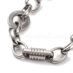 201 Stainless Steel Column and Oval Links Necklace&nbsp;NJEW-F222-20P