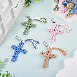 4Pcs Cotton Cross Pendant Decorations&nbsp;HJEW-TA00444