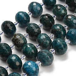 天然石アパタイトビーズ連売り  ロンデル  多面カット  ガラスビーズ  18x13mm  穴：1.4mm  約20個/連  14.25インチ（36.2cm）&nbsp;G-L642-I08-18x13mm