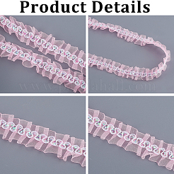 10mのポリエステルシワレーストリムリボン  洋服アクセサリー  ショッキングピンク  1インチ（26mm）&nbsp;OCOR-CY0002-30B