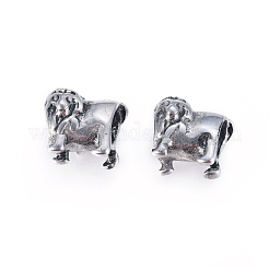 304ステンレススチールヨーロピアンビーズ  大穴ビーズ  動物  アンティークシルバー  10x12.5x8mm  穴：5mm&nbsp;STAS-I121-14AS