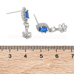 Brass Pave Cubic Zirconia Stud Earring Findings&nbsp;KK-C172-07P