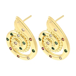 Vortex Spiral Brass Micro Pave Cubic Zirconia Stud Earrings&nbsp;EJEW-L305-05G-01