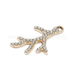 合金ラインストーンペンダント  ゴールドカラー  ブランチ  28.5x16.5x2mm  穴：2.2mm&nbsp;PALLOY-P313-01B-G