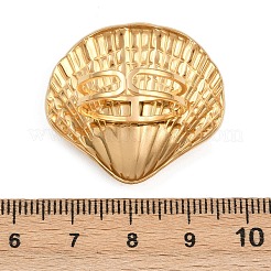 女性用調節可能な304ステンレススチールカフリング  シェル形状  ゴールドカラー  30x31mm  usサイズ6 1/2(16.9mm)&nbsp;LS-RJEW-B135-05G