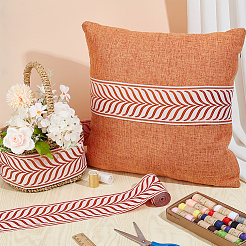 5M Polyester Jacquard Leaf Ribbon&nbsp;OCOR-OC0001-59C