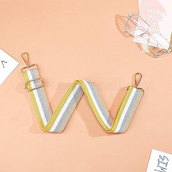 調節可能なキャンバスバッグハンドル  合金回転式ナスカン付き  バッグストラップ用交換アクセサリー用  縞模様  シャンパンイエロー  ゴールド  きいろ  72~130x3.8x0.3cm  合金スイベルクラスプ：6x4.6x0.8cm&nbsp;FIND-WH0053-49KCG-A