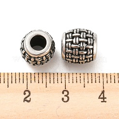 316サージカルステンレスビーズ  バレル  アンティークシルバー  9.5x9.5mm  穴：4mm&nbsp;STAS-Q304-03AS