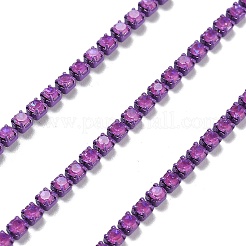 鉄ラインストーンガラスカップチェーン  スプールで  アメジスト  2x2~2.5x2mm  約16.40フィート（5m）/ロール&nbsp;CH-U001-01N