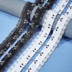 スチールフックバックル  コットン＆レース付き  フラット  ホワイト  56.5~60.5mm  3ヤード/カード&nbsp;FIND-WH0082-91B