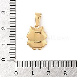 PVD真空メッキ304ステンレスペンダント  長持ちメッキ  フクロウチャーム  ゴールドカラー  15.5x12.5x4.5mm  穴：6.5x3mm&nbsp;STAS-R232-10B-G