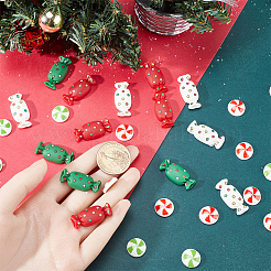 70個 5スタイル クリスマス 不透明樹脂カボション  キャンディ＆ハーフラウンド  ミックスカラー  13.5~14.5x14.5~30.5x4.5~7mm  14個/スタイル&nbsp;RESI-SC0002-81