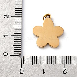 316サージカルステンレススチールエナメルペンダント  丸カン付き  花のチャーム  イオンプレーティング（ip）  18KGP本金メッキ  グリーン  17x15x1.5mm  穴：2.6mm&nbsp;STAS-K258-40C-G