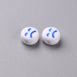 白い不透明なアクリルビーズ  表現がフラットなラウンド  ドジャーブルー  7x4mm  穴：1.6mm  約3650個/500g&nbsp;MACR-N008-42-A03