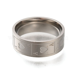 女性用304ステンレスリング  カードを再生  ステンレス鋼色  8mm  内径：20mm&nbsp;RJEW-S241-06P