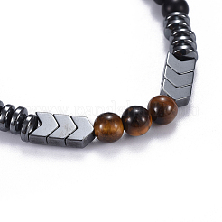 Natural Black Agate(Dyed) & Mixed Stone Beads Stretch Bracelets&nbsp;BJEW-JB04219