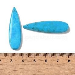 天然ターコイズ染めペンダント  ティアドロップチャーム  ディープスカイブルー  41x11x4mm  穴：1mm&nbsp;G-Q161-05B