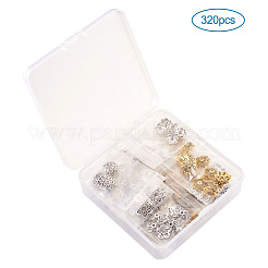 チベット風アロイビーズコーン&キャップ  花  アンティークシルバー＆アンティーク金色  7x5mm  穴：1.5mm  内径：3mm  320個/箱&nbsp;PALLOY-TA0001-78