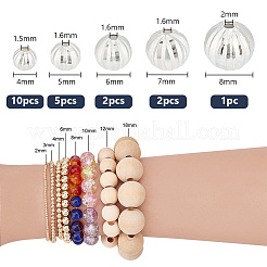 20Pcs 5 Style Fancy Cut Faceted Round 925 Sterling Silver Beads&nbsp;STER-PH0001-69