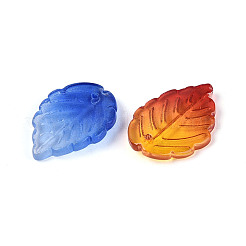 ツートン透明ガラスペンダント  リーフチャーム  ミックスカラー  23.5~24x17~17.5x3.5~4.5mm  穴：1.2~1.3mm&nbsp;GLAA-N060-02