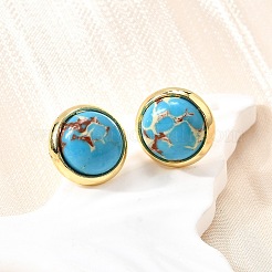 Brass Half Round Stud Earrings&nbsp;EJEW-Z124-01G