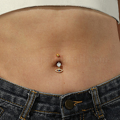 Eye-shaped 201 Stainless Steel Clear Cubic Zirconia Navel Rings for Women's Party Wear&nbsp;XS3043