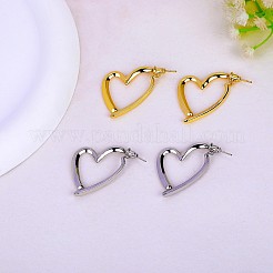 Brass Heart Dangle Stud Earrings with 925 Sterling Silver Pins for Women&nbsp;JE1091A