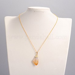 Natural Raw Rough Citrine Pendant Necklaces&nbsp;NJEW-JN01139