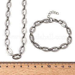 304 Stainless Steel Coffee Bean Chain Bracelet & Necklace Jewelry Sets&nbsp;SJEW-L199-19P