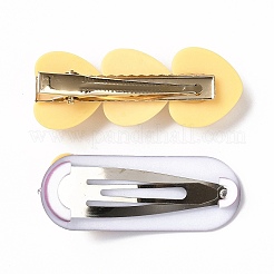 アイアン製ダッカール  レジンハートヘアアクセサリー  きいろ  64.5x25x20mm  2個/カード&nbsp;PHAR-C011-02B