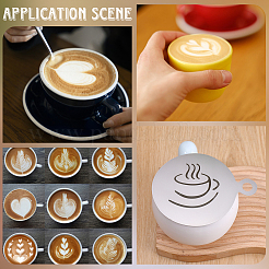 4Pcs 4 Styles Flat Round 304 Stainless Steel Cafe Foam Spray Template&nbsp;AJEW-GF0012-39