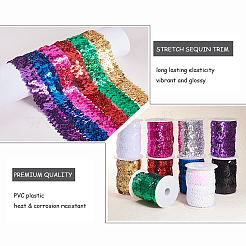プラスチックpaillette弾性ビーズ  スパンコールビーズ  装飾アクセサリー  3列パレットロール  フラットラウンド  ホワイト  25x1.5mm  10 m /ロール&nbsp;PVC-OC0001-01B