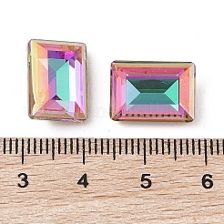 ガラスラインストーンカボション  フラットバック＆バックメッキ  多面カット  長方形  ヘリオトロープ  14x10x5.5mm&nbsp;RGLA-L029-05B-HELA