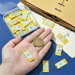 30個6スタイルアロイエナメルペンダント  ライトゴールド  タロットの魅力  混合図形  30x14.5x1.5mm  穴：2mm  5個/スタイル&nbsp;ENAM-CJ0005-73