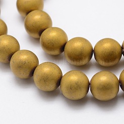 電気メッキ磁気無し合成ヘマタイトビーズ連売り  マットなスタイル  ラウンド  ミックスカラー  6mm  穴：1mm  約70個/連  15.7インチ&nbsp;G-R363-6mm-M