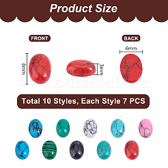 70Pcs 10 Styles Oval Synthetic Turquoise & Synthetic Malachite Cabochons&nbsp;G-PH0002-68