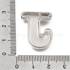 真鍮のスライドチャーム  文字L  ステンレス鋼色  文字J  25x20.5x5mm  穴：11x2mm&nbsp;KK-Z163-01P-J