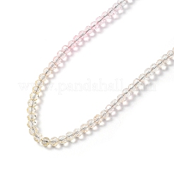 女性用キラキラガラスラウンドビーズネックレス  ピンク  16.93インチ（43cm）&nbsp;NJEW-PH01490-01