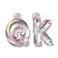 透明UVメッキアクリルパーツ  虹色の  文字L  ラベンダーブラッシュ  30x7.5~23x5~6.5mm  穴：3mm&nbsp;OACR-H022-08E