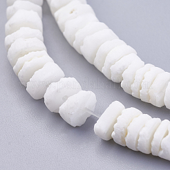 天然ホワイトシェルビーズ連売り  ディスク/フラットラウンド  ヒシビーズ  5.5~7.5x1.4~4mm  穴：1~4mm  約275~302個/連  22.83~23.81インチ（58~60.5cm）&nbsp;BSHE-P026-30