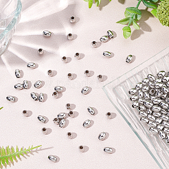 202ステンレスビーズ  オーバル  ステンレス鋼色  7.5x6mm  穴：3mm  150個/箱&nbsp;STAS-NB0001-63