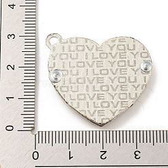 合金ペンダント  模造革で  プラチナ  ハート  ブラック  31x32x4mm  穴：3mm&nbsp;PALLOY-A007-17P-02